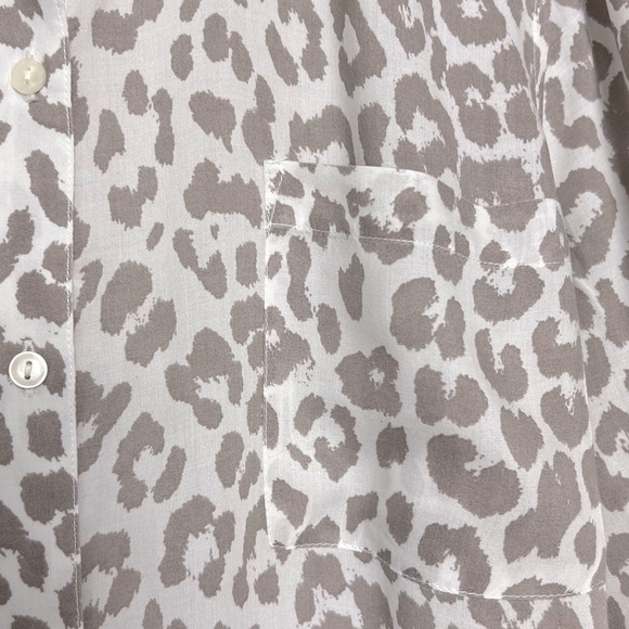 Lucky Brand Neutral Leopard Print Button-Up Lightweight Modal Shirt - Picture 6 of 12